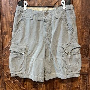 Abercrombie and fitch men's vintage rugged striped‎ khaki cargo shorts sz 34 EUC